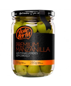 AZEITONA VALE FÉRTIL VERDE SEM CAROÇO MANZAN REI PREMIUM 550G
