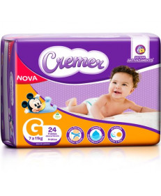 FRALDA DESCARTÁVEL CREMER DISNEY PRÁTICA G - 24 UNIDADES