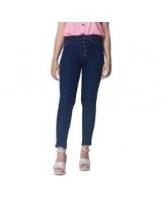 Calça Feminina Skinny Liso Push Up Barra Jeans