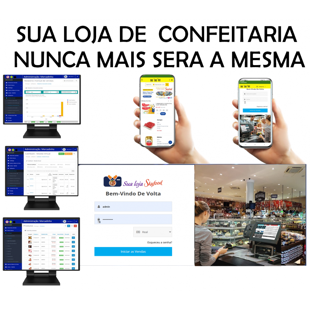 Confeitarias -  software pdvs + site pronto + software cashback
