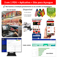 A&ccedil;ougue Casa de Carnes 3 em 1 - PDV + APP + Site - Sistema de vendas com PDV, Aplicativo e Site profissional