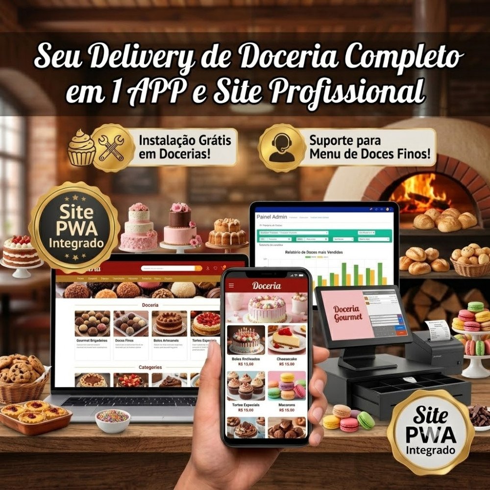 Docerias Site + AppS (Assinatura Básico / Starter) ou mais...