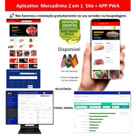 Aplicativo 2em1 Açougue - site pronto + app