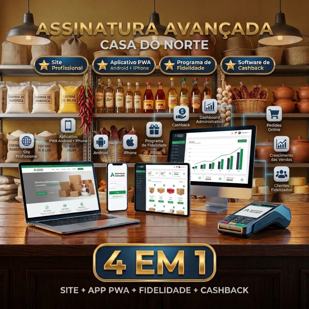 Casa do Norte   (Assinatura Avançado) Site + AppS + Programa de Fidelidade Cashback ou mais...