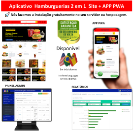 App 2em1 Hamburguerias - site pronto + app App 2em1 Hamburguerias - site pronto + app