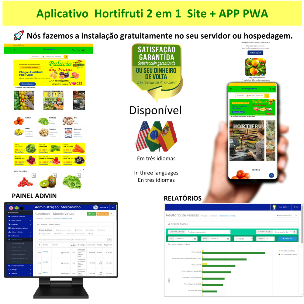 App 2em1  Hortifruti - site pronto + app App 2em1  Hortifruti - site pronto + app