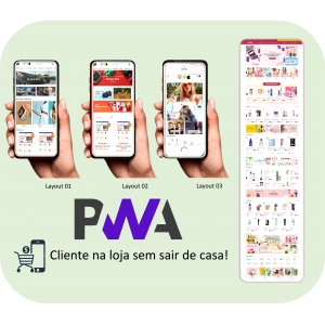 Aplicativo PWA 3 Layouts com Site pronto  para Delivery Eletrônicos