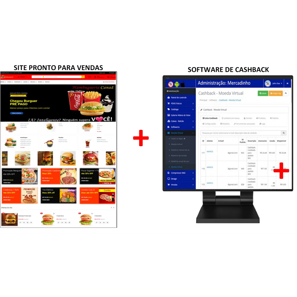 Hamburguerias - site pronto + software cashback